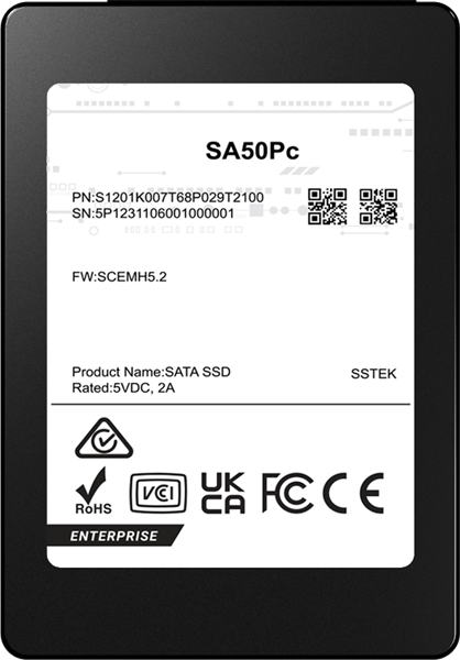 Накопитель SSD PHISON SA50Pc 3840GB SATA 2.5" 3D TLC R530/W500MB/s (98/40 KIOPS) 1DWPD SSD Enterprise Solid State Drive, 1 year, OEM
