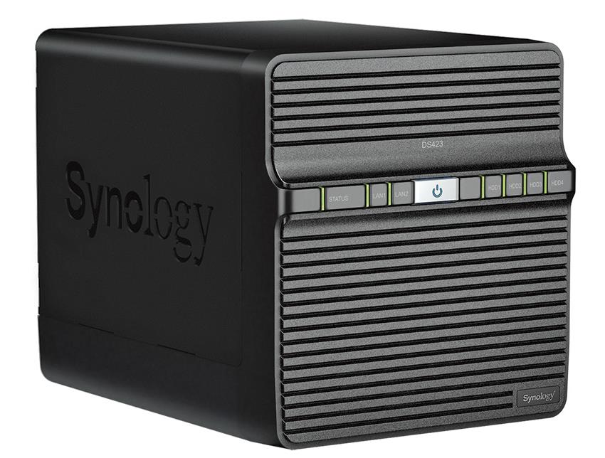 Система хранения данных Synology QC1,1GhzCPU/2GB/RAID0,1,10,5,6/up to 4HDDs SATA(3,5' or 2,5')/2xUSB3.2/2GigEth/iSCSI/2xIPcam(up to 30)/1xPS/2YW repl DS418 (DS423)