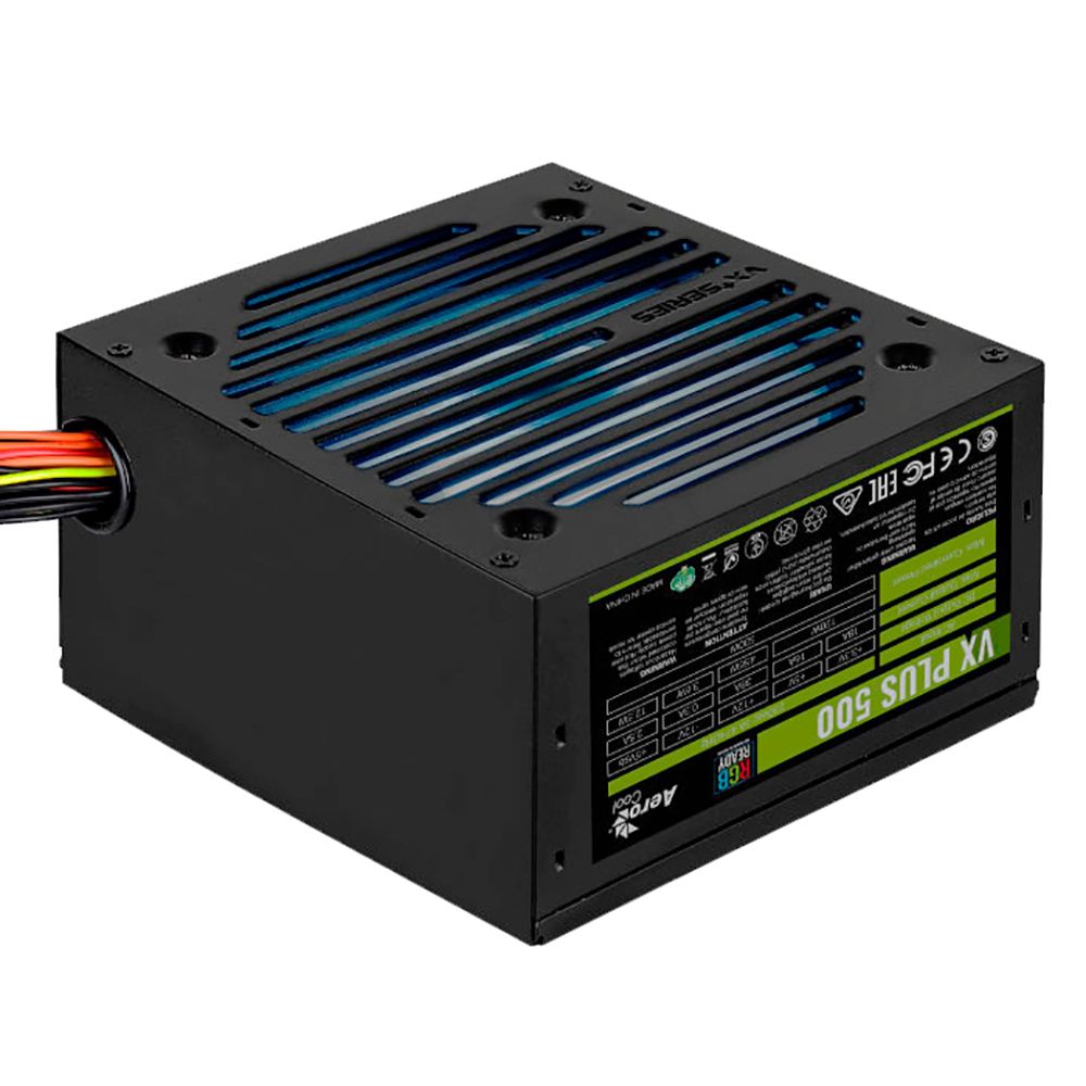 Блок питания Aerocool VX Plus 500 RGB 500W, ATX v2.3, RGB Fan 12cm, 500mm cable, Retail (VX PLUS 500 RGB)