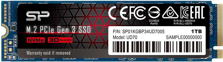 Накопитель SSD Silicon Power PCI-E x4 1Tb SP01KGBP34UD7005 SP01KGBP34UD8005 M-Series UD80 M.2 2280