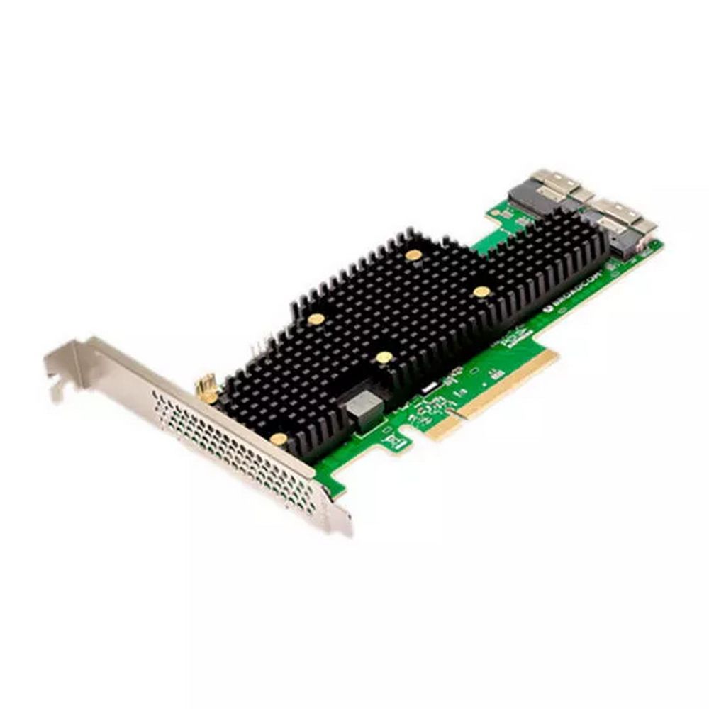 HBA-адаптер Broadcom 9620-16i SGL (05-50111-02001 / 03-50111-02001) PCIe v4 x8 LP, Tri-Mode SAS/SATA/NVMe 24G eHBA, 16port (2*int SFF8654), RAID 0/1/10, SAS4016 IOC, RTL