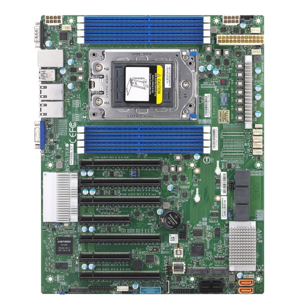 Материнская Плата SuperMicro MBD-H12SSL-I-O Soc-SP3 ATX 8xDDR4 8xSATA3 SATA RAID BCM5720/RTL8211F PHY 2хGgbEth Ret