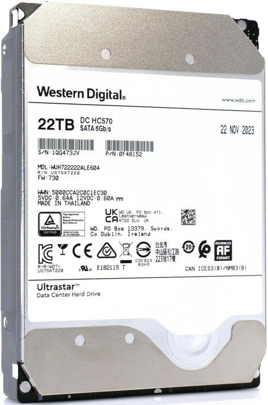 Жёсткий диск Western Digital SATA 22Tb (WUH722222ALE604)