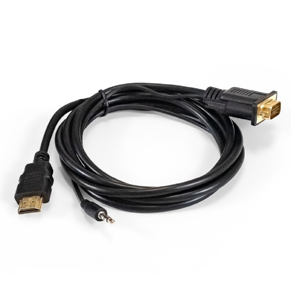 Exegate EX294719RUS Кабель-переходник HDMI-VGA ExeGate EX-HDMIM-VGAM-3.5JackS-1.8 (19M/15M+3.5mm Jack M, 1,8м) Преобразователь цифрового HDMI сигнала в VGA видео и стерео-аудио
