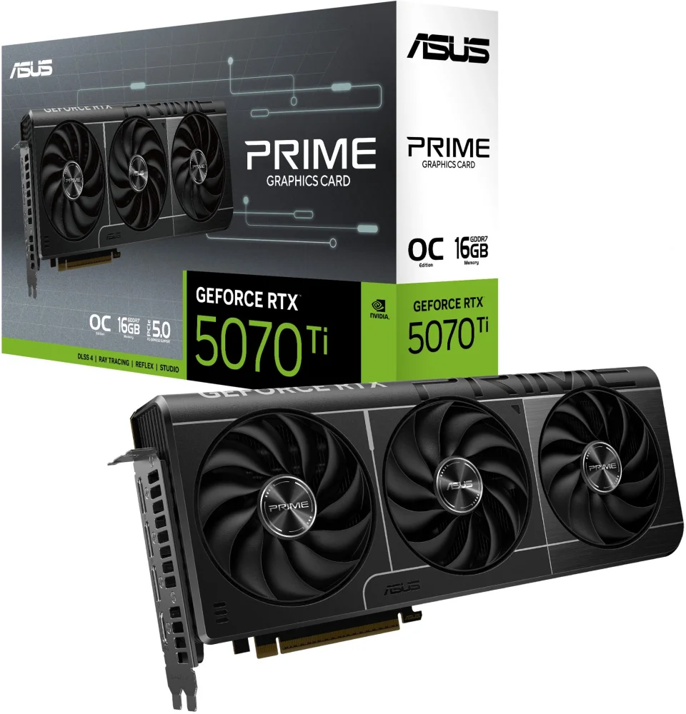 Видеокарта ASUS PRIME-RTX5070TI-O16G//RTX5070TI,HDMI*1,DP*3,16G,D7; 90YV0MF0-M0NA00 (PRIME-RTX5070TI-O16G)